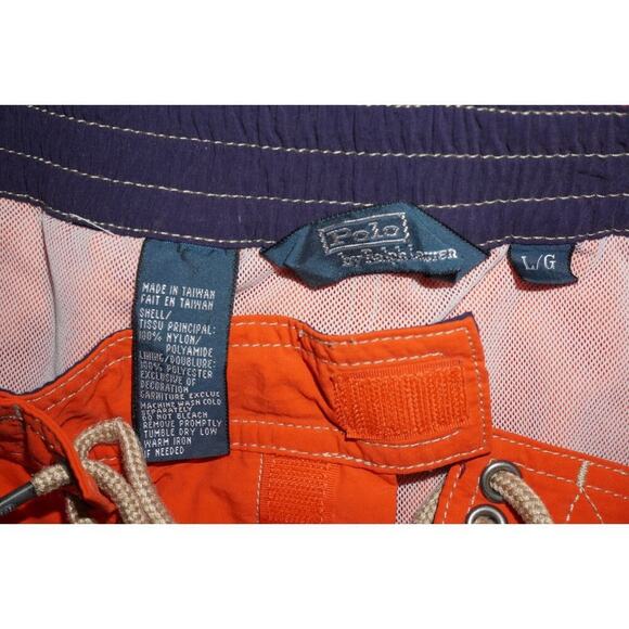 Polo Ralph Lauren Orange Swim Trunks Size XL – Utility Pocket, Drawstring Waist - Picture 5 of 10
